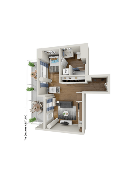 535 square foot studio ** Patio on the 2nd floor and a Balcony on all other floors